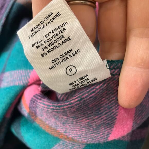 Avec Les Filles Womens 1X Plaid Shacket Green Pink Bright Fall Cozy Soft - Picture 14 of 16